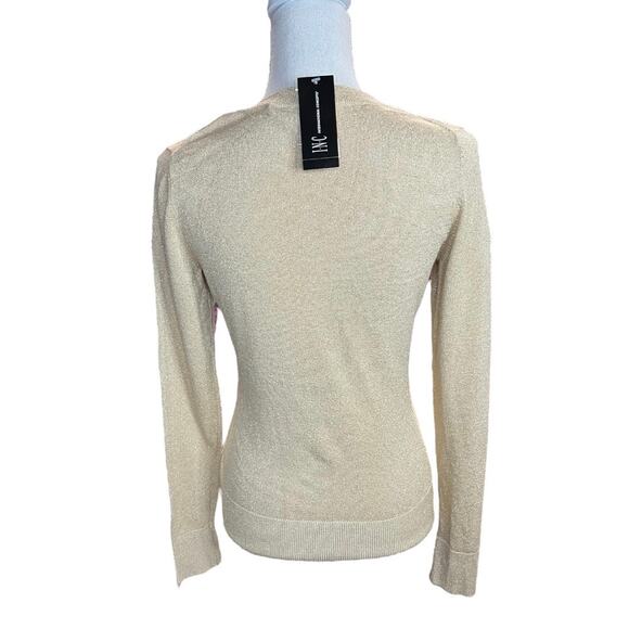 INC International Concepts Y2K metallic gold shimmer sweater NEW dead stock - Picture 4 of 9